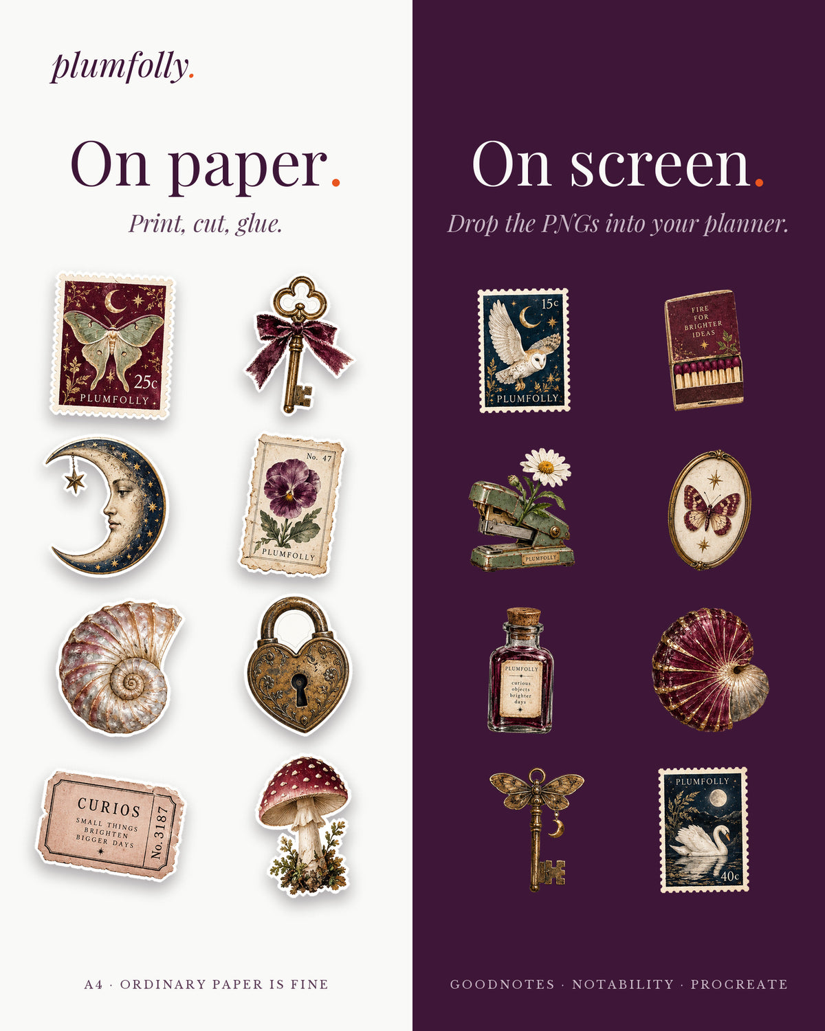 Use the Sampler on paper as cut-outs or on screen as digital stickers