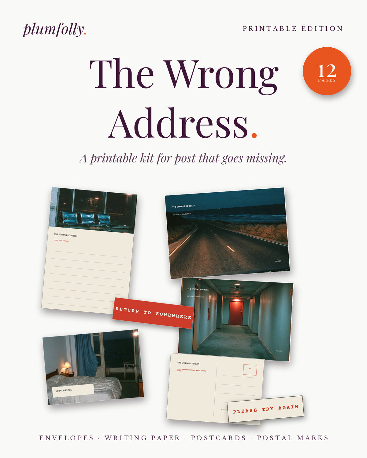 The Wrong Address printable kit: envelopes, writing paper, postcards and postal labels