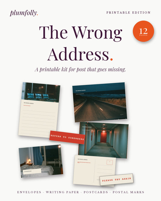 The Wrong Address printable kit: envelopes, writing paper, postcards and postal labels
